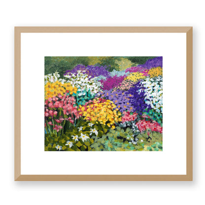 Framed Fine Art Print, White Mat - 14x12 19x16 24x20 29x24 34x28 39x32 inches | Floral Garden Three in Acrylic, FPH-1000-1147, Prints, Fine art, Natural Frame, 36 x 30 cm, 14 x 12 inches