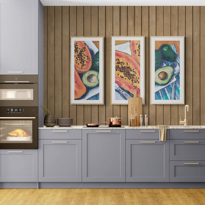 Papaya & Avocados #2105-002 Framed Fine Art Print - Vertical 2-Inch Premium Gallery Matting - Panoramic Layout