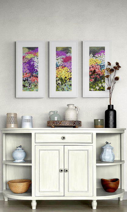 Floral Garden #1381-002 Framed Fine Art Print - Vertical 2-Inch Premium Gallery Matting - Panoramic Layout