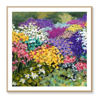 Framed Fine Art Print, White Mat - 12x12 16x16 20x20 24x24 28x28 32x32 36x36 40x40 inches | Floral Garden in Acrylic, FPS-1000-1147, Prints, Fine art, White Frame, 102 x 102 cm ,40 x 40 inches