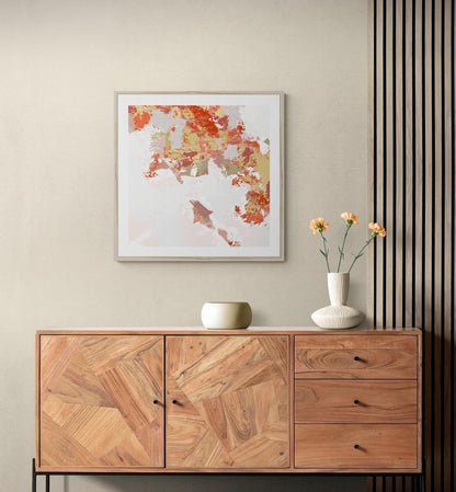 Mediterranean #1136-7693 Abstract Graphic Art Print - Terracotta & Olive Coastal Design, Square 2-Inch Premium Gallery Matting
