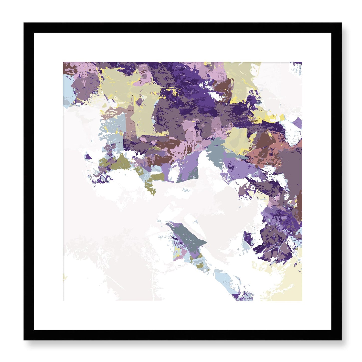 Elderberry Garden #1143-7693 Abstract Graphic Art Print - Deep Plum & Violet Modern Design, Square 2-Inch Premium Gallery Matting