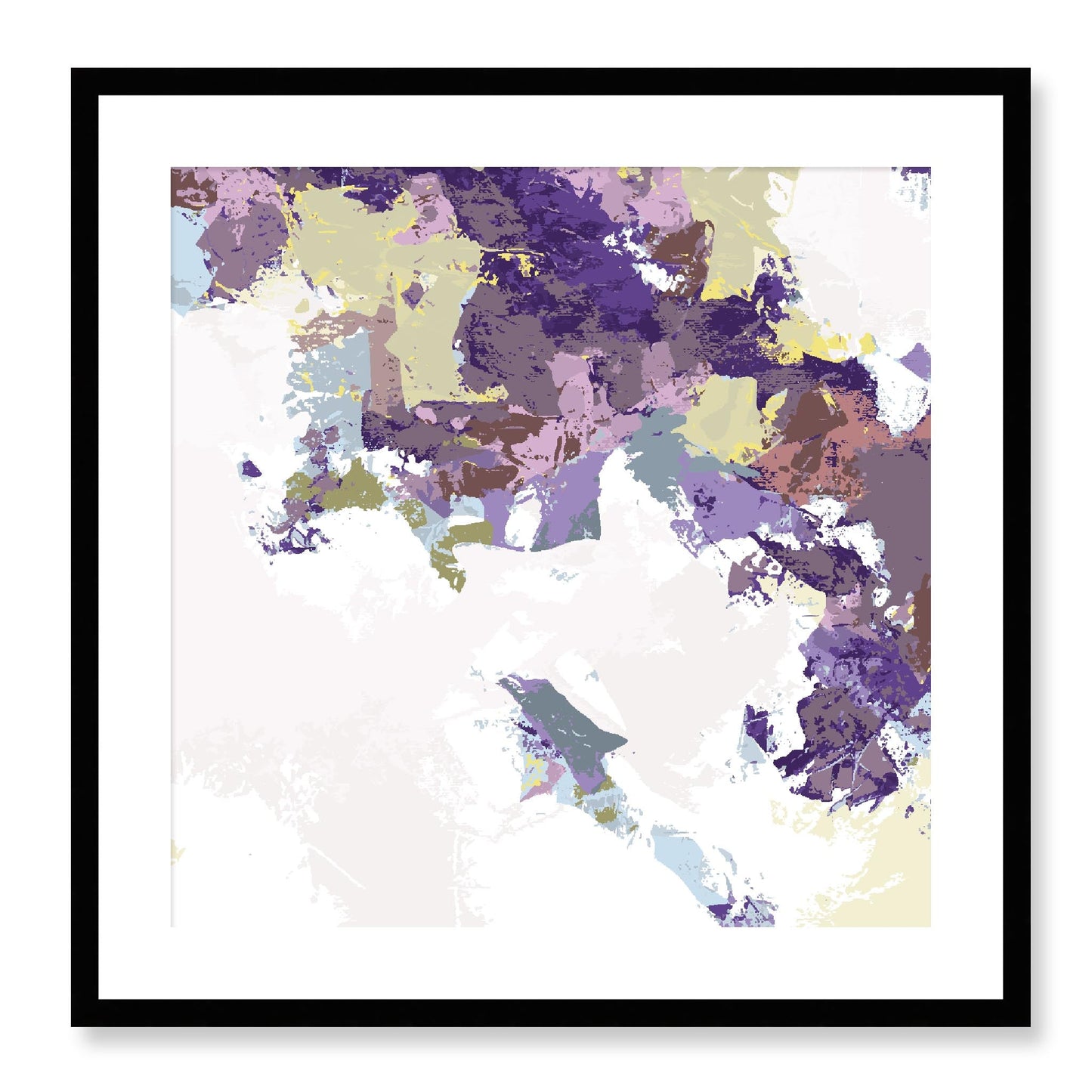 Lime Zest #1142-7693 Abstract Graphic Art Print - Moody Purple & Slate Coast Design, Square 2-Inch Premium Gallery Matting