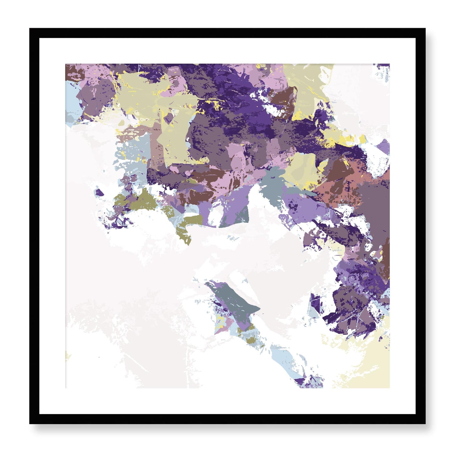 Elderberry Garden #1143-7693 Abstract Graphic Art Print - Deep Plum & Violet Modern Design, Square 2-Inch Premium Gallery Matting