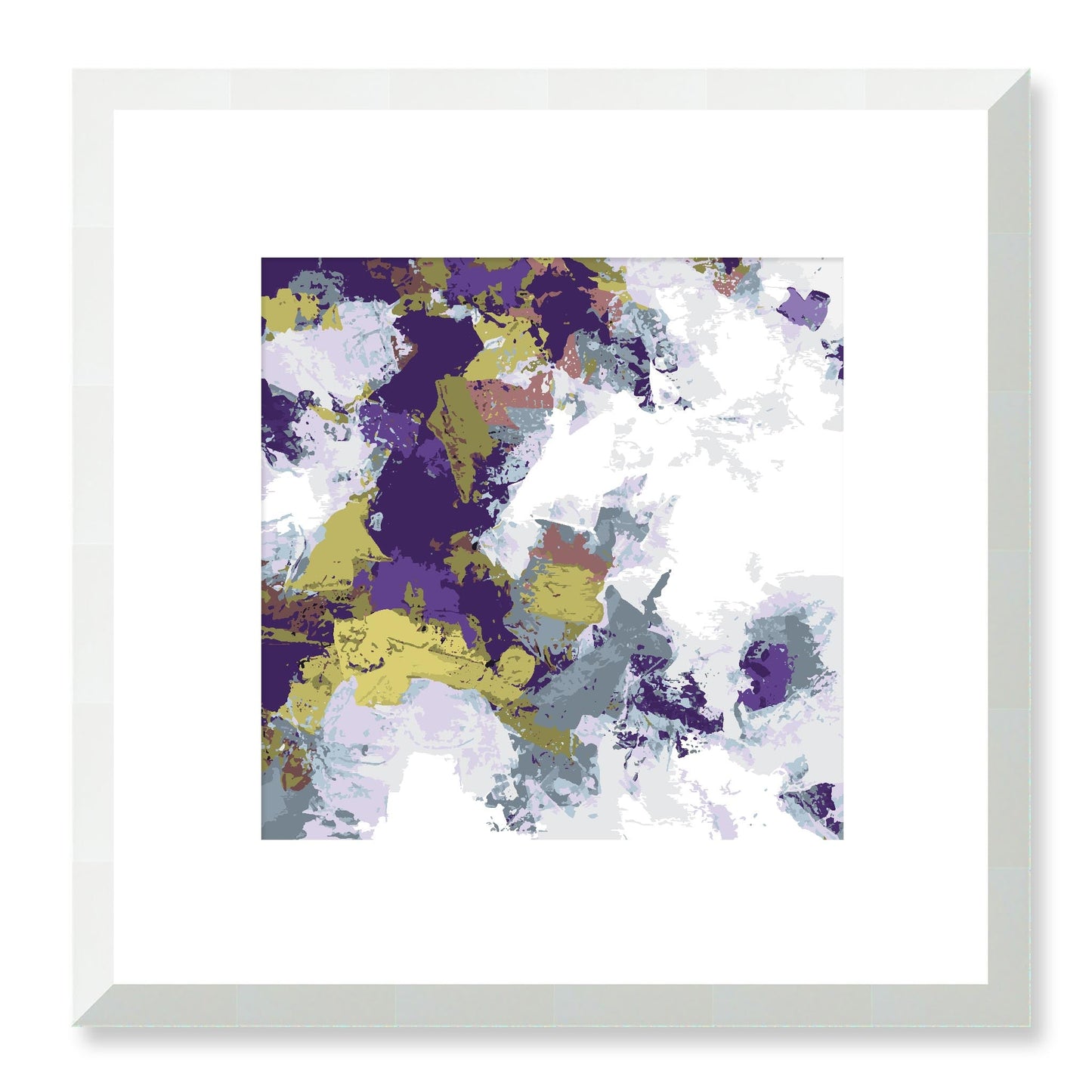 Lime Zest #1142-7695 Abstract Graphic Art Print - Moody Purple & Slate Coast Design, Square 2-Inch Premium Gallery Matting