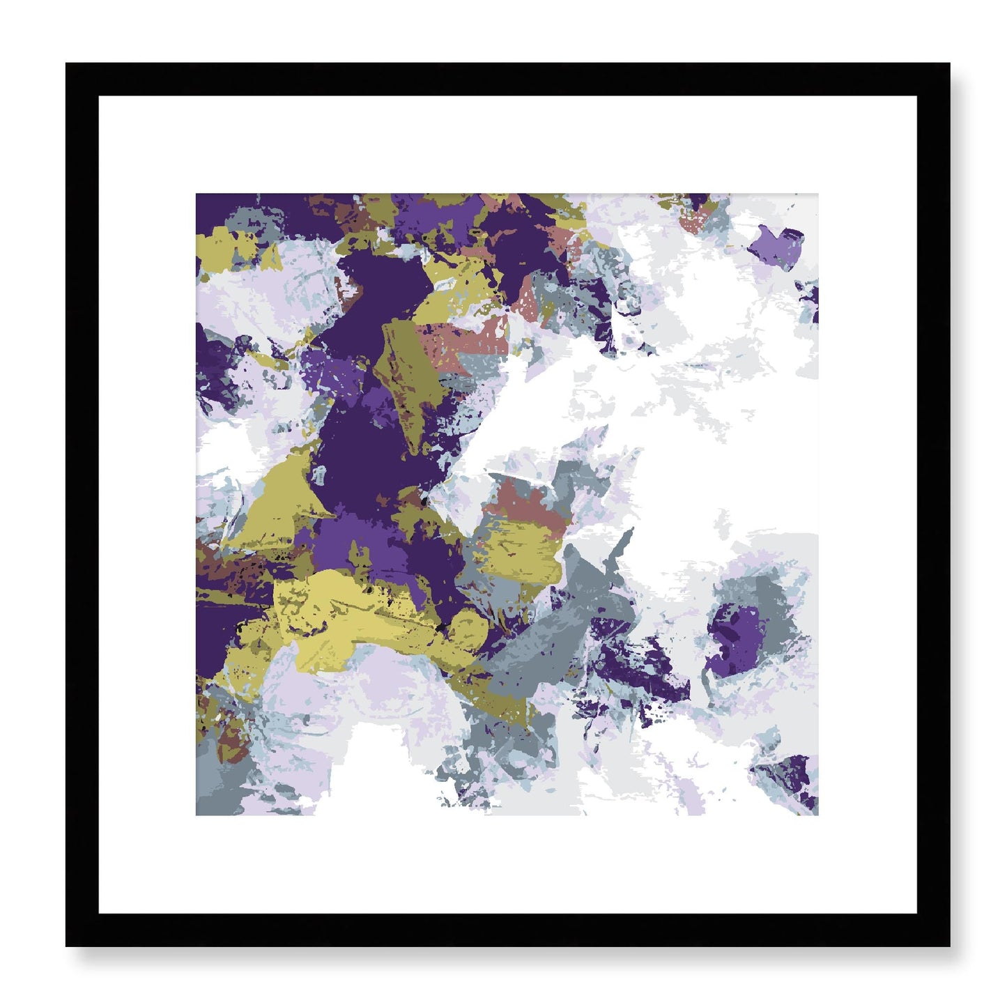 Elderberry Garden #1143-7695 Abstract Graphic Art Print - Deep Plum & Violet Modern Design, Square 2-Inch Premium Gallery Matting