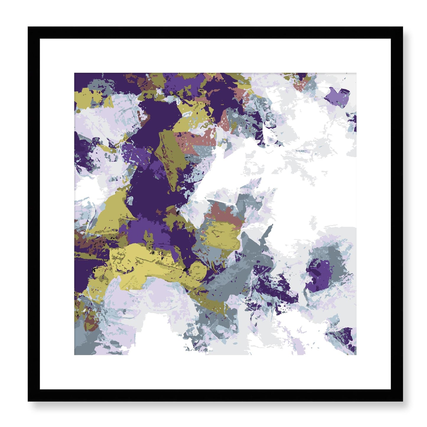 Elderberry Garden #1143-7695 Abstract Graphic Art Print - Deep Plum & Violet Modern Design, Square 2-Inch Premium Gallery Matting