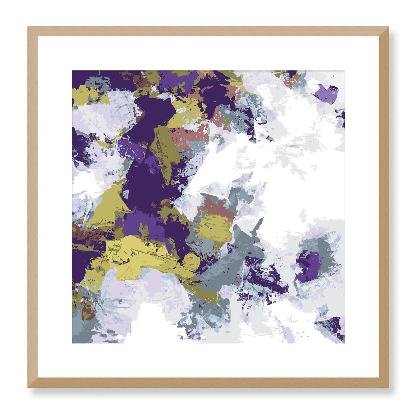 Lime Zest #1142-7695 Abstract Graphic Art Print - Moody Purple & Slate Coast Design, Square 2-Inch Premium Gallery Matting