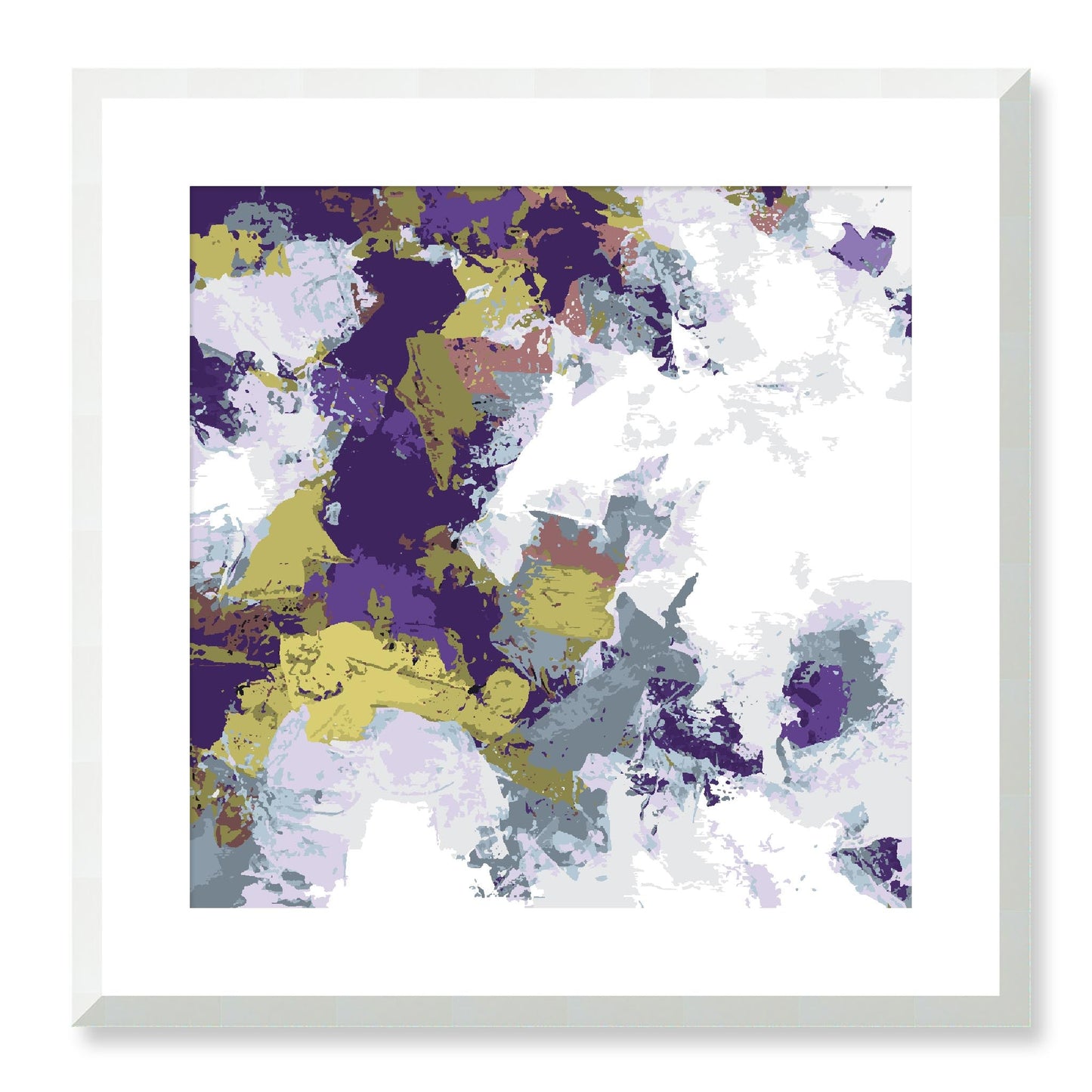 Lime Zest #1142-7695 Abstract Graphic Art Print - Moody Purple & Slate Coast Design, Square 2-Inch Premium Gallery Matting