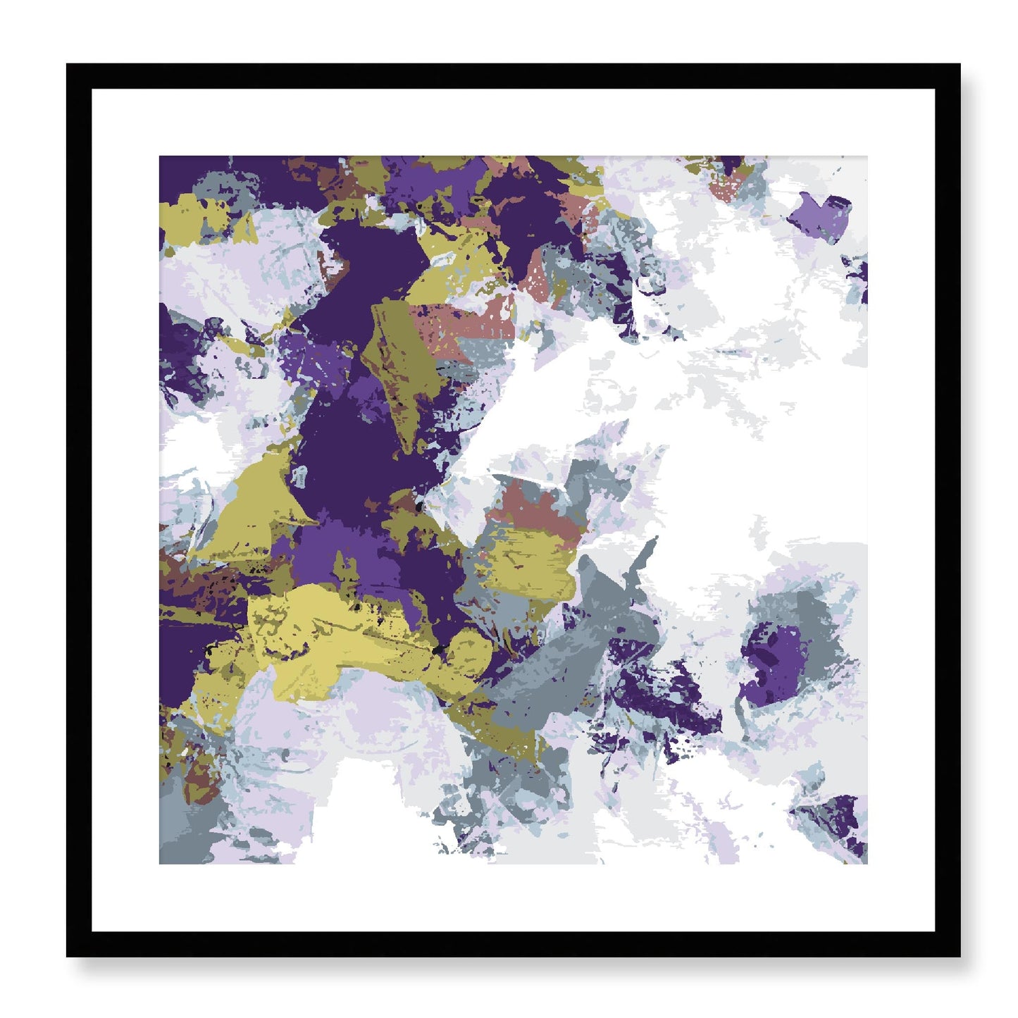 Elderberry Garden #1143-7695 Abstract Graphic Art Print - Deep Plum & Violet Modern Design, Square 2-Inch Premium Gallery Matting