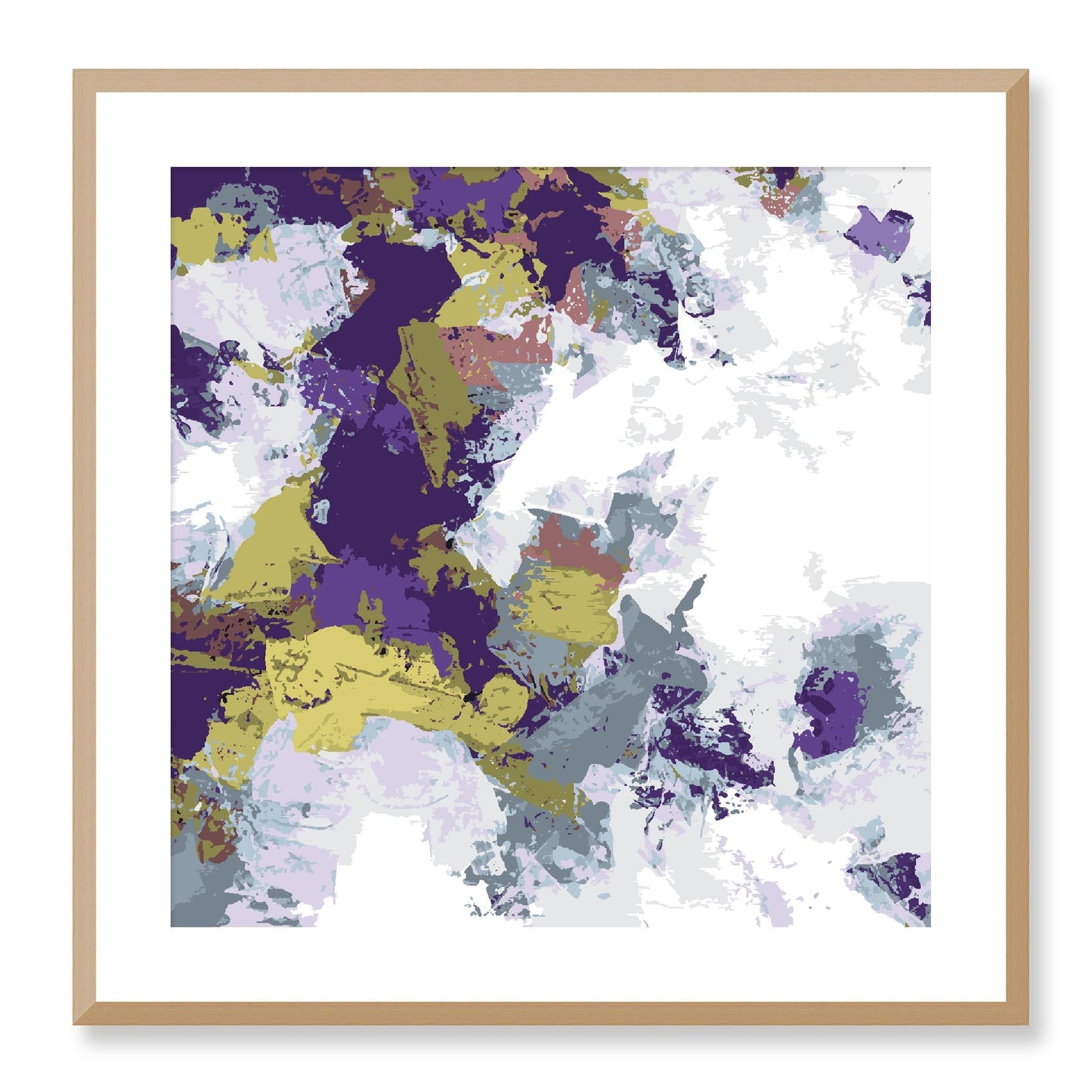 Elderberry Garden #1143-7695 Abstract Graphic Art Print - Deep Plum & Violet Modern Design, Square 2-Inch Premium Gallery Matting