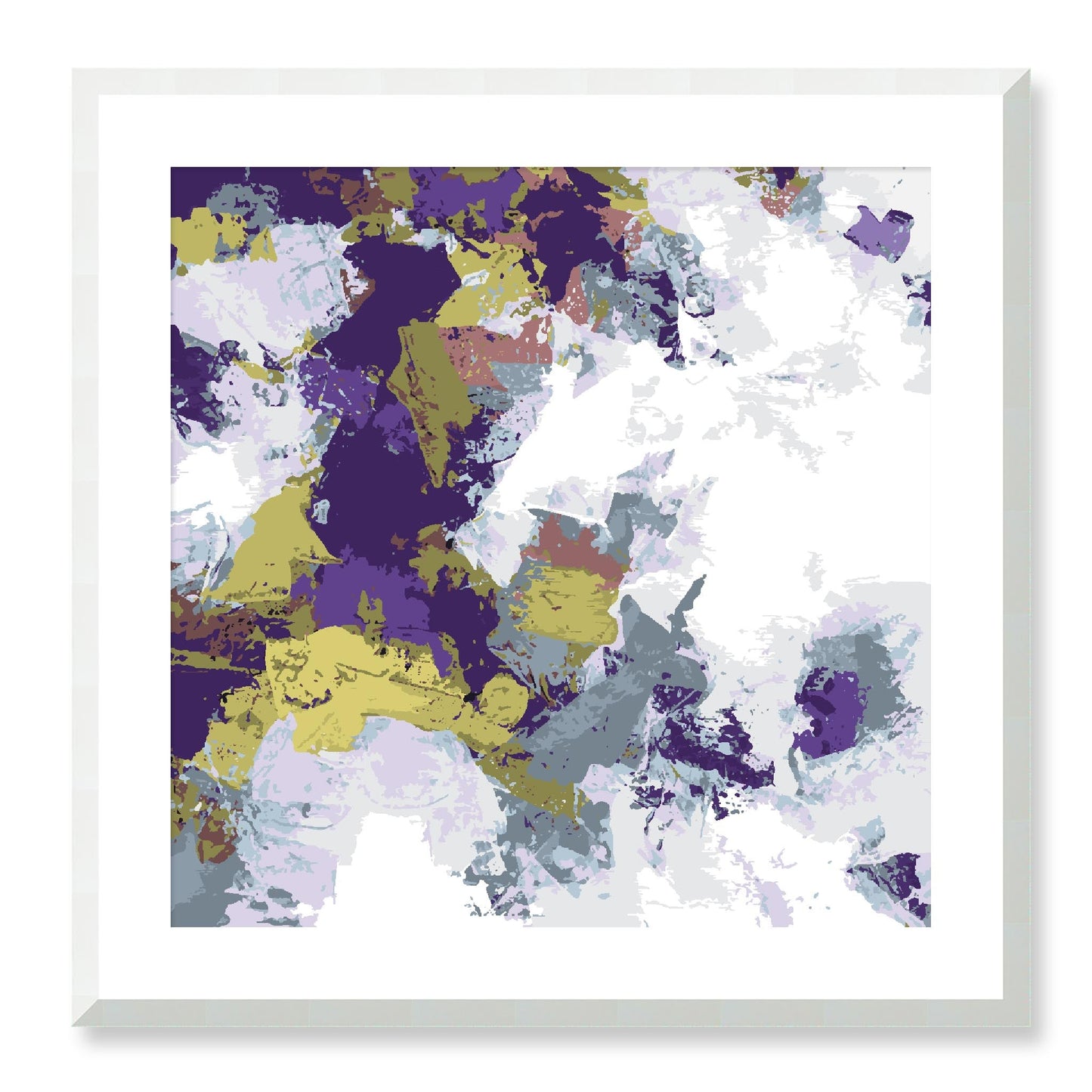 Lime Zest #1142-7695 Abstract Graphic Art Print - Moody Purple & Slate Coast Design, Square 2-Inch Premium Gallery Matting