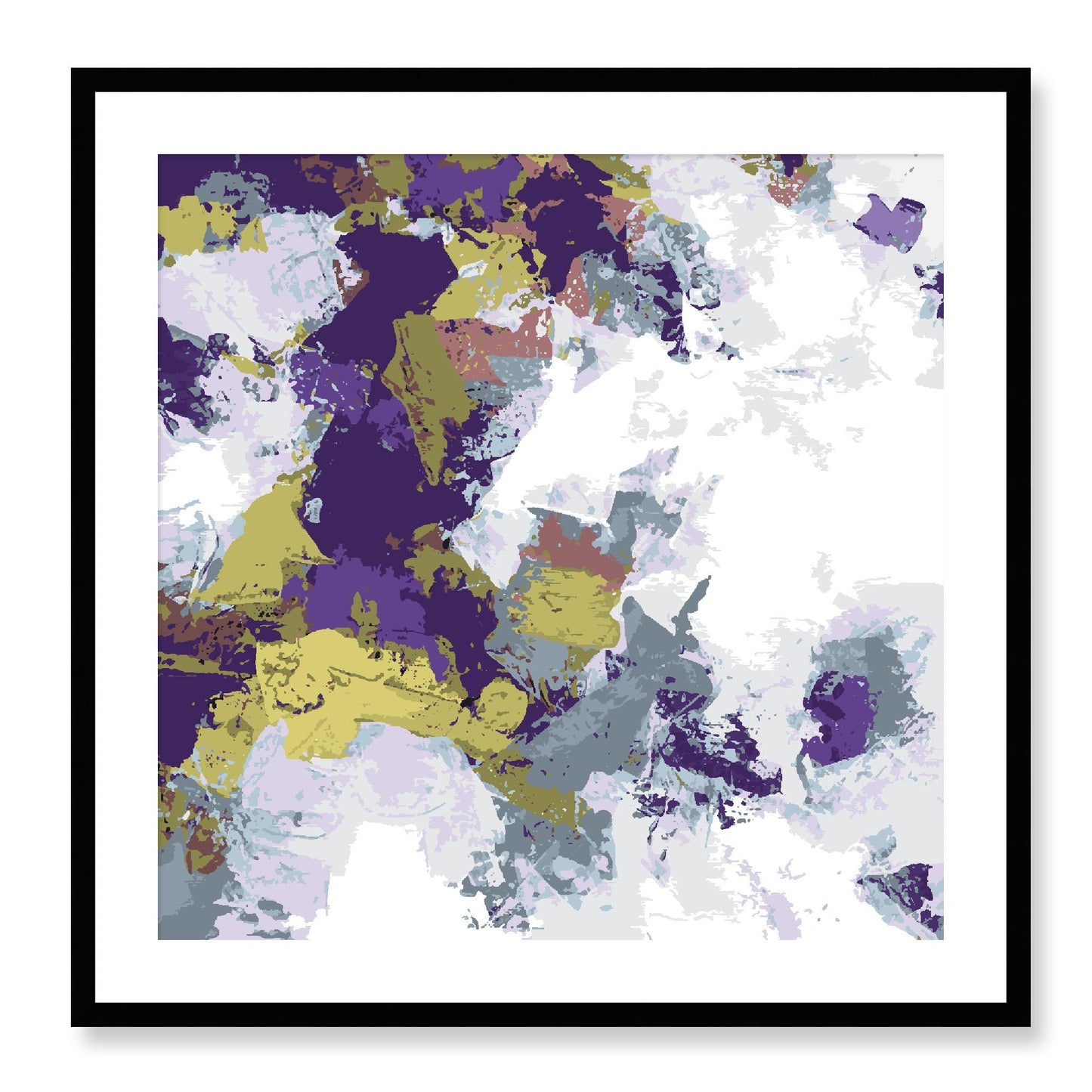 Lime Zest #1142-7695 Abstract Graphic Art Print - Moody Purple & Slate Coast Design, Square 2-Inch Premium Gallery Matting