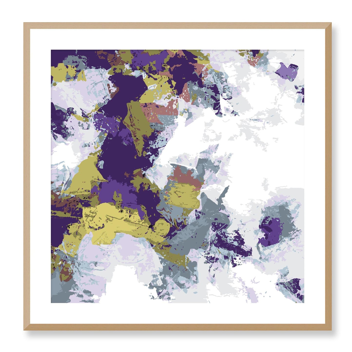 Elderberry Garden #1143-7695 Abstract Graphic Art Print - Deep Plum & Violet Modern Design, Square 2-Inch Premium Gallery Matting
