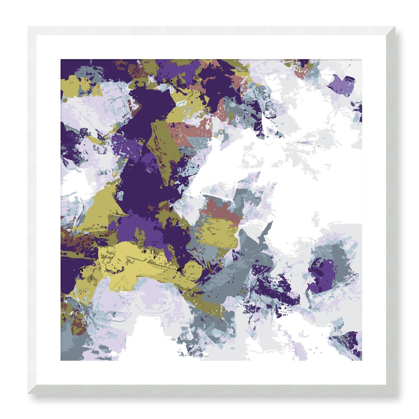Elderberry Garden #1143-7695 Abstract Graphic Art Print - Deep Plum & Violet Modern Design, Square 2-Inch Premium Gallery Matting