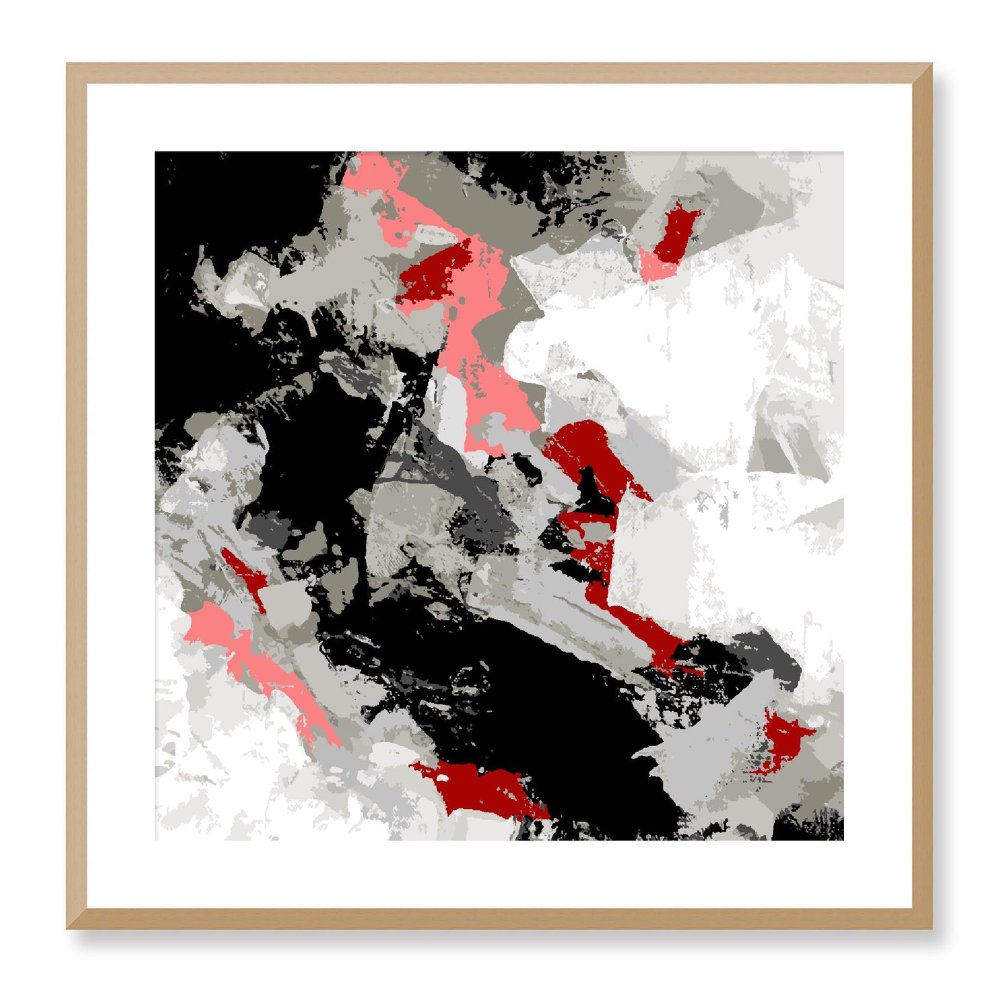 Framed Graphic Art Print, White Mat - 8x8 12x12 16x16 20x20 24x24 28x28 inches | FPS-1192-7690, Prints, Graphic art, Natural Frame, 61 x 61 cm ,24 x 24 inches