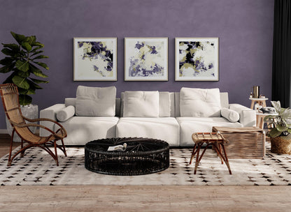 Concord Wine #1261-7693 Abstract Graphic Art Print - Saturated Purple & Midnight Charcoal Design, Square 2-Inch Premium Gallery Matting