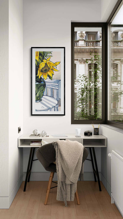 Sunflowers #1040-003, Focused Design Framed Fine Art Print - Vertical 2-Inch Premium Gallery Matting - Panoramic Layout