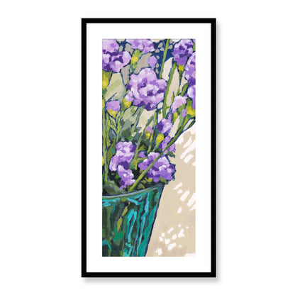 Mauve Carnations, Focused Design One Fine Art Print | 41 x 81 cm / 16 x 32 inches | Black Frame