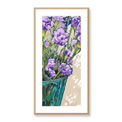 Mauve Carnations, Focused Design One Fine Art Print | 41 x 81 cm / 16 x 32 inches | Natural Frame