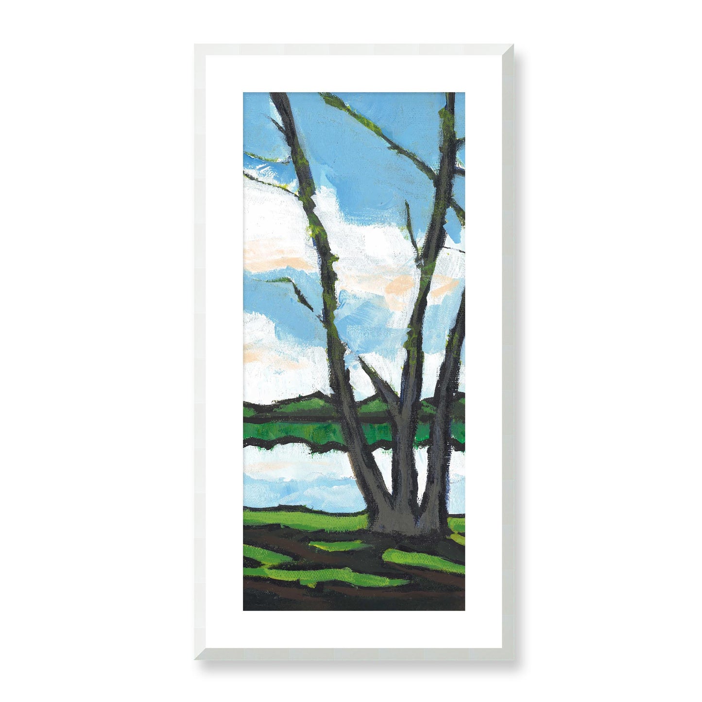Framed Fine Art Print, White Mat - 16x33 inches | Lakeshore, FP3-1101-R, Prints, Fine art, White Frame, 41 x 84 cm ,16 x 33 inches