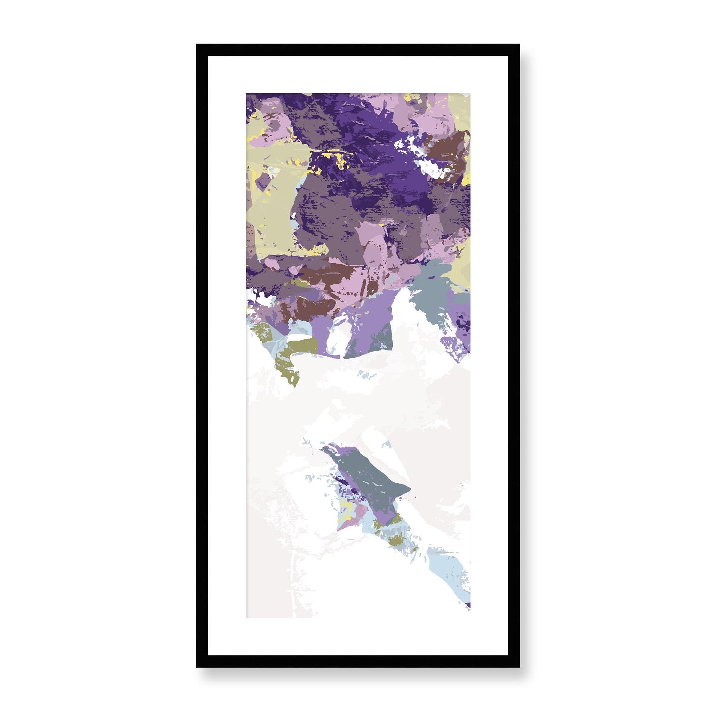 Elderberry Garden #1143-7693 Abstract Graphic Art Print - Deep Plum & Violet Modern Design, Vertical 2-Inch Premium Gallery Matting - Panoramic Layout
