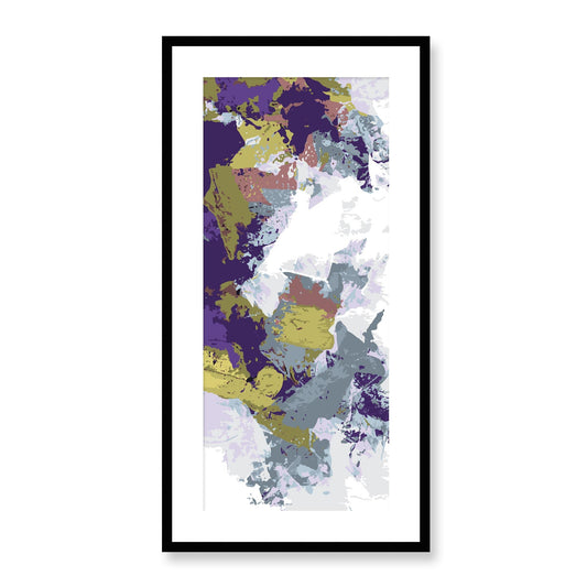 Elderberry Garden #1143-7695 Abstract Graphic Art Print - Deep Plum & Violet Modern Design, Vertical 2-Inch Premium Gallery Matting - Panoramic Layout