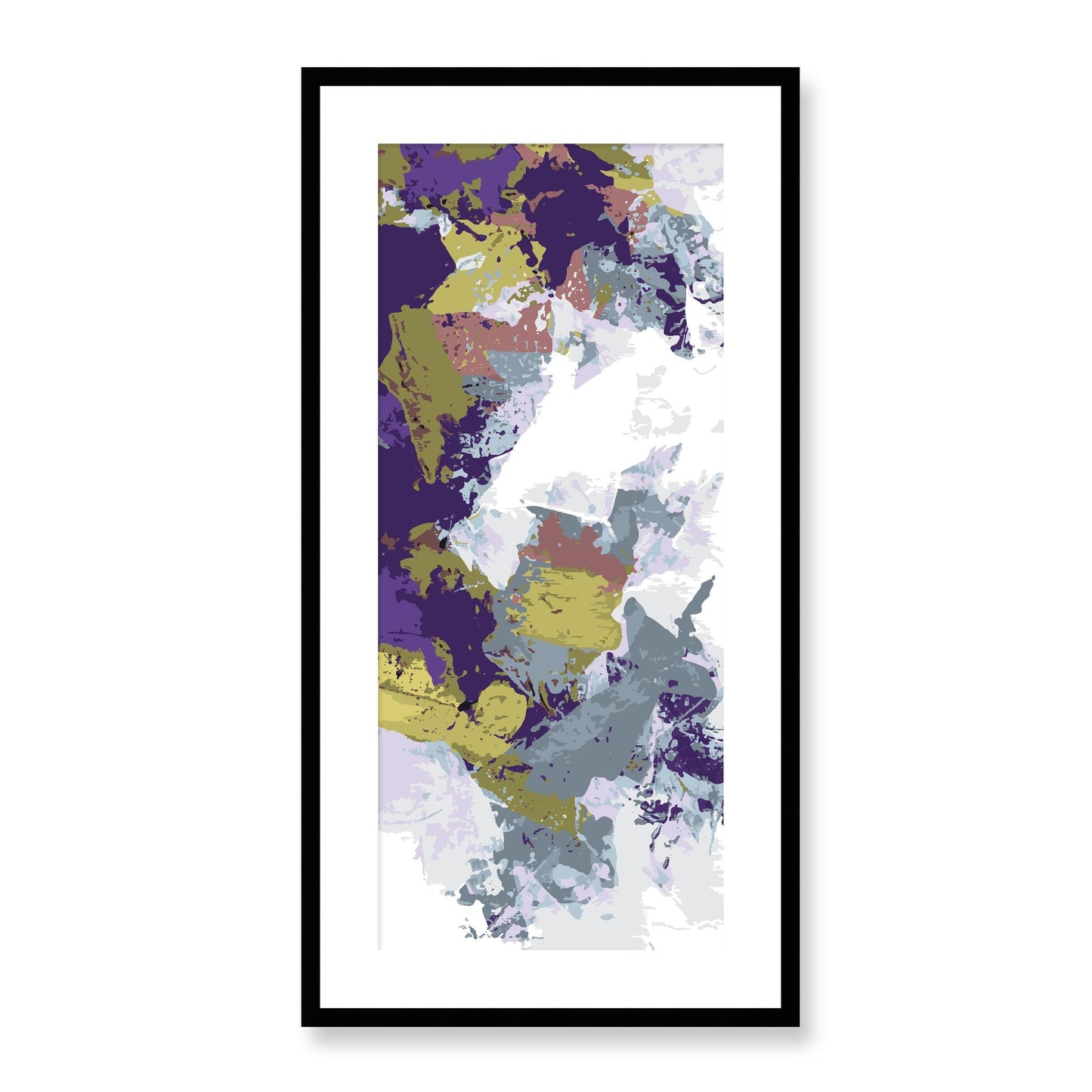 Lime Zest #1142-7695 Abstract Graphic Art Print - Moody Purple & Slate Coast Design, Panoramic Tall Layout, 2-Inch Premium Gallery Matting