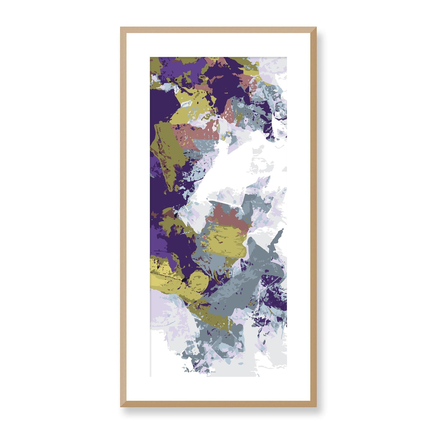 Elderberry Garden #1143-7695 Abstract Graphic Art Print - Deep Plum & Violet Modern Design, Vertical 2-Inch Premium Gallery Matting - Panoramic Layout