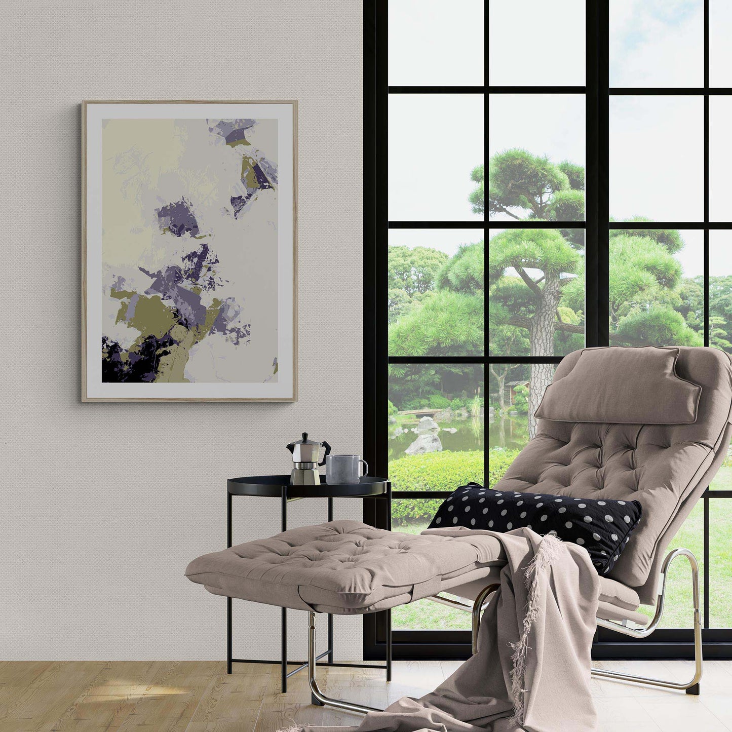 Sage Mist #1263-7694 Abstract Graphic Art Print - Pastel Sage & Deep Olive-Cocoa Design, Vertical 2-Inch Premium Gallery Matting