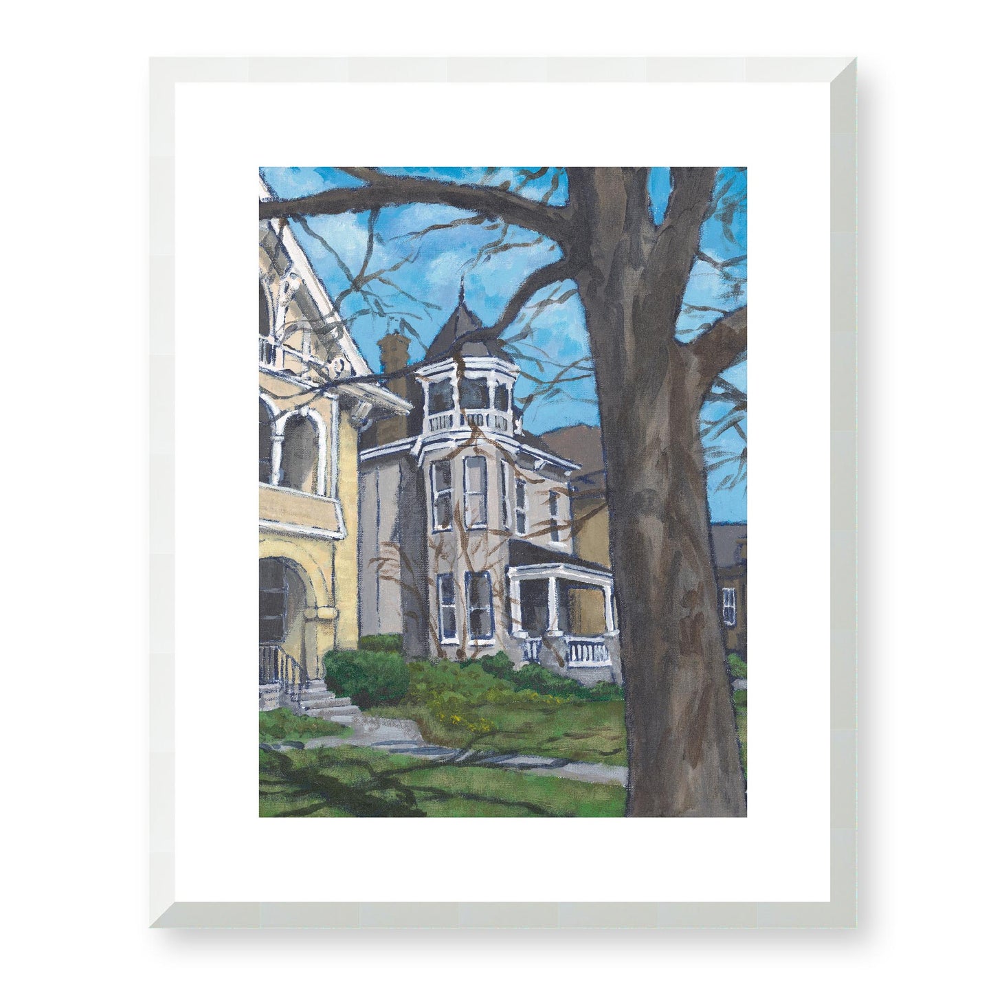 Framed Fine Art Print, White Mat - 13x16 16x20 22x28 28x36 inches | Historic Home in Acrylic, FPV-1000-1139, Prints, Fine art, White Frame, 41 x 51 cm ,16 x 20 inches
