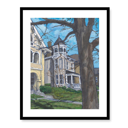 Framed Fine Art Print, White Mat - 13x16 16x20 22x28 28x36 inches | Historic Home in Acrylic, FPV-1000-1139, Prints, Fine art, Black Frame, 56 x 71 cm ,22 x 28 inches