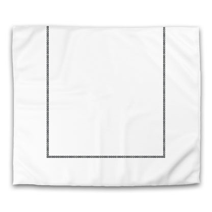 Off-White Cotton Sateen Duvet Cover, Black Repeating Square Motif Print, Classic Border, CSDU-1010-121, King - 269 x  234 cm / 106 x 92 inches