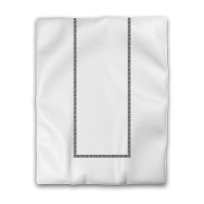 Off-White Cotton Sateen Duvet Cover, Black Double Weave Motif Print, Classic Border, CSDU-1010-143, Twin - 178 x 229 cm / 70 x 90 inches