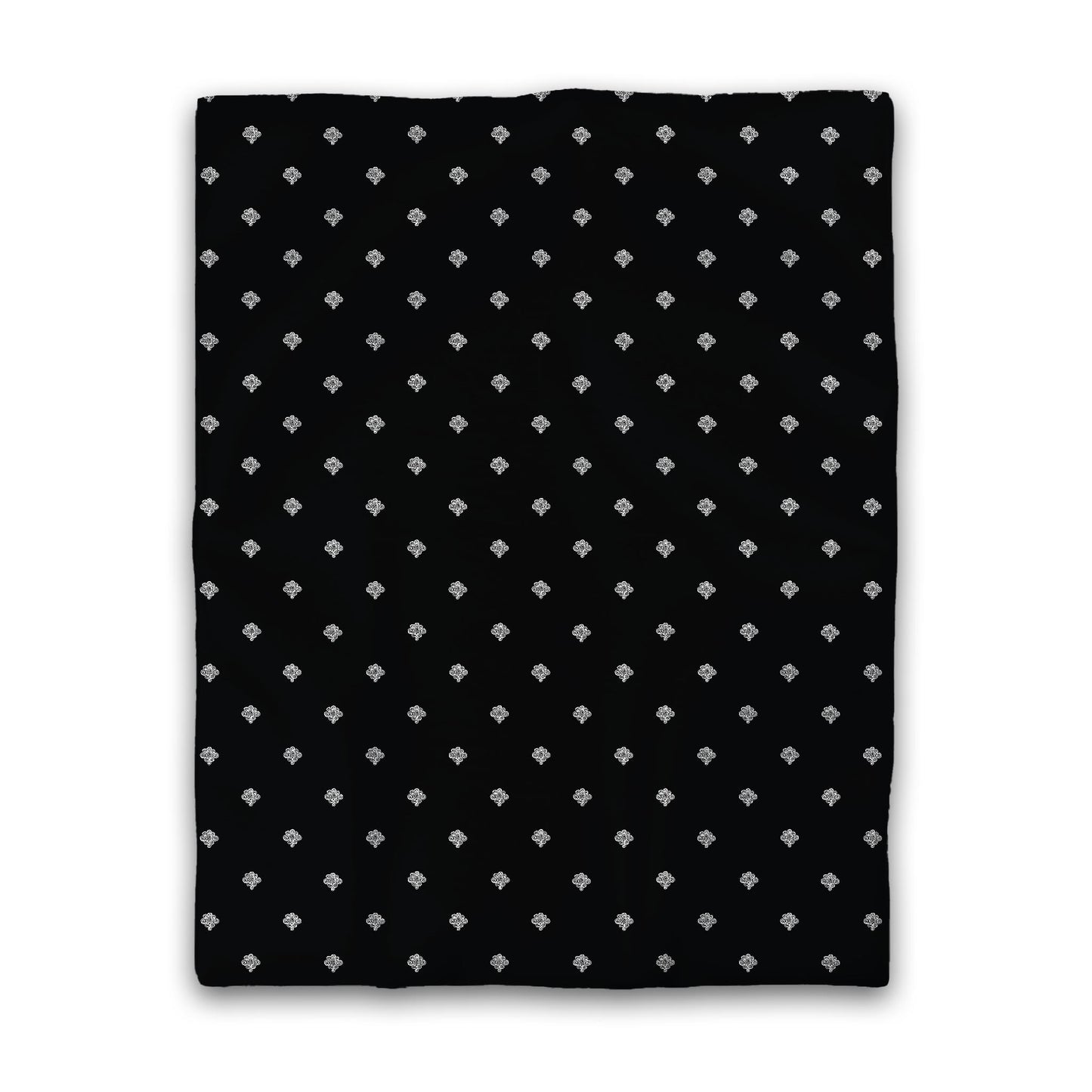 Black Cotton Sateen Duvet Cover, Off-White Hand-painted Swizzle Motif Print, CSDU-1010-172, Twin - 178 x 229 cm / 70 x 90 inches