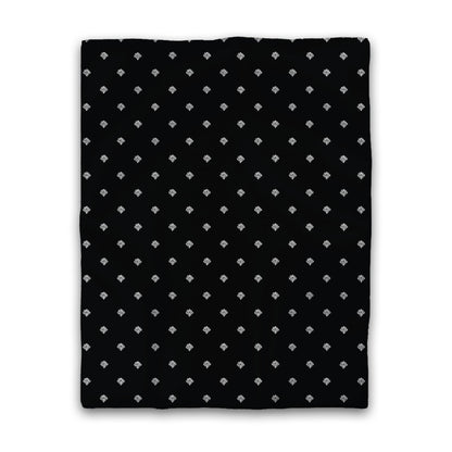 Black Cotton Sateen Duvet Cover, Off-White Hand-painted Swizzle Motif Print, CSDU-1010-172, Twin - 178 x 229 cm / 70 x 90 inches