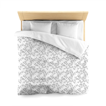 Off-White Cotton Sateen Duvet Cover, Black Hand-painted Vine Print, CSDU-1010-181, Queen - 229 x 229 cm / 90 x 90 inches