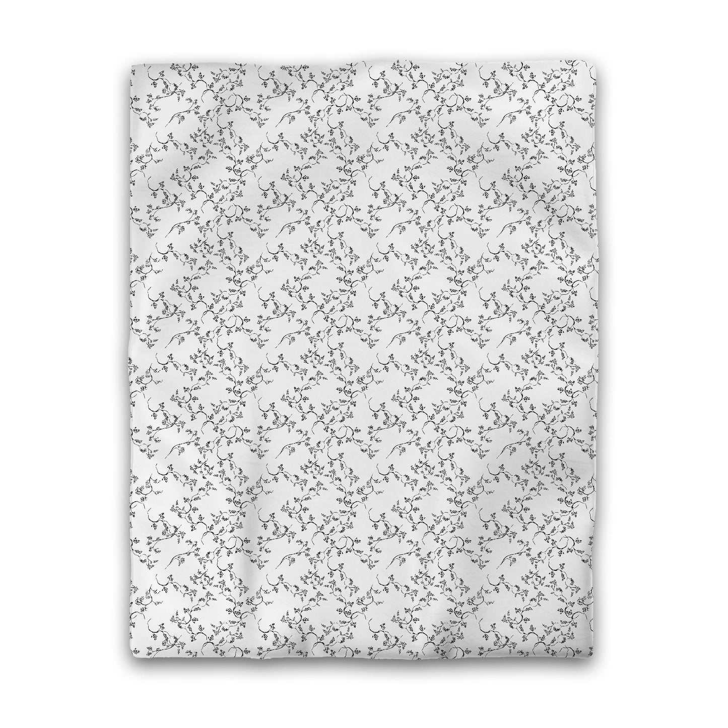 Off-White Cotton Sateen Duvet Cover, Black Hand-painted Vine Print, CSDU-1010-181, Twin - 178 x 229 cm / 70 x 90 inches