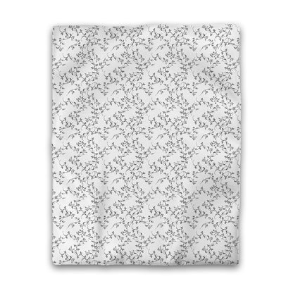 Off-White Cotton Sateen Duvet Cover, Black Hand-painted Vine Print, CSDU-1010-181, Twin - 178 x 229 cm / 70 x 90 inches