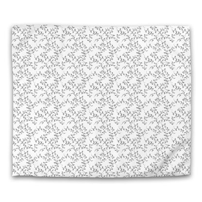 Off-White Cotton Sateen Duvet Cover, Black Hand-painted Vine Print, CSDU-1010-181, King - 269 x  234 cm / 106 x 92 inches