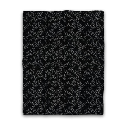 Black Cotton Sateen Duvet Cover, Off-White Hand-painted Vine Print, CSDU-1010-182, Twin - 178 x 229 cm / 70 x 90 inches