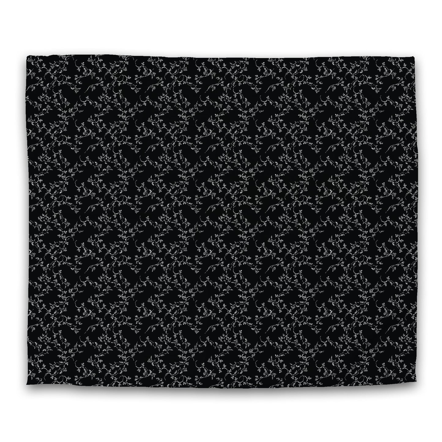 Black Cotton Sateen Duvet Cover, Off-White Hand-painted Vine Print, CSDU-1010-182, King - 269 x  234 cm / 106 x 92 inches