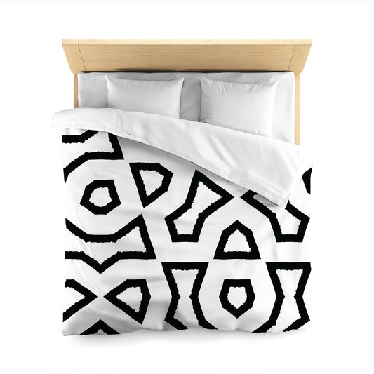 Off-White Cotton Sateen Duvet Cover, Bold Black Graphic, CSDU-1010-391, Queen - 229 x 229 cm / 90 x 90 inches