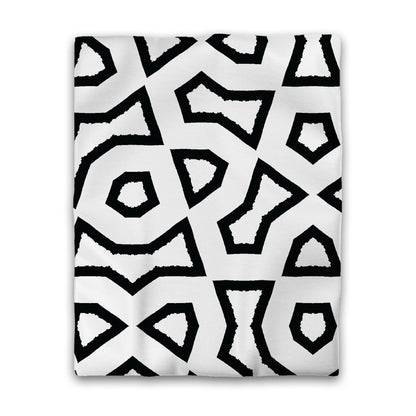 Off-White Cotton Sateen Duvet Cover, Bold Black Graphic, CSDU-1010-391, Twin - 178 x 229 cm / 70 x 90 inches