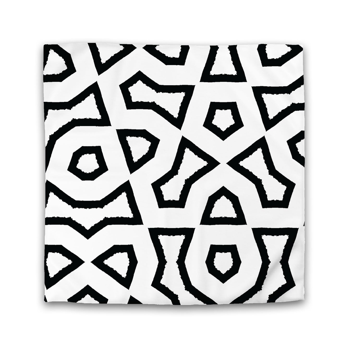 Off-White Cotton Sateen Duvet Cover, Bold Black Graphic | CSDU-1010-391