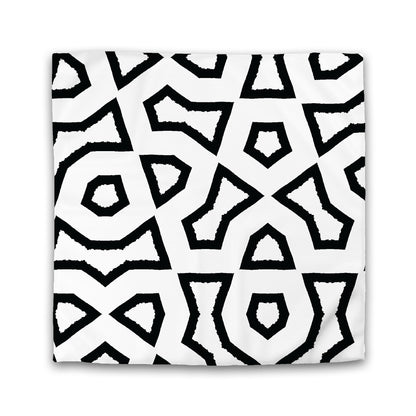 Off-White Cotton Sateen Duvet Cover, Bold Black Graphic | CSDU-1010-391