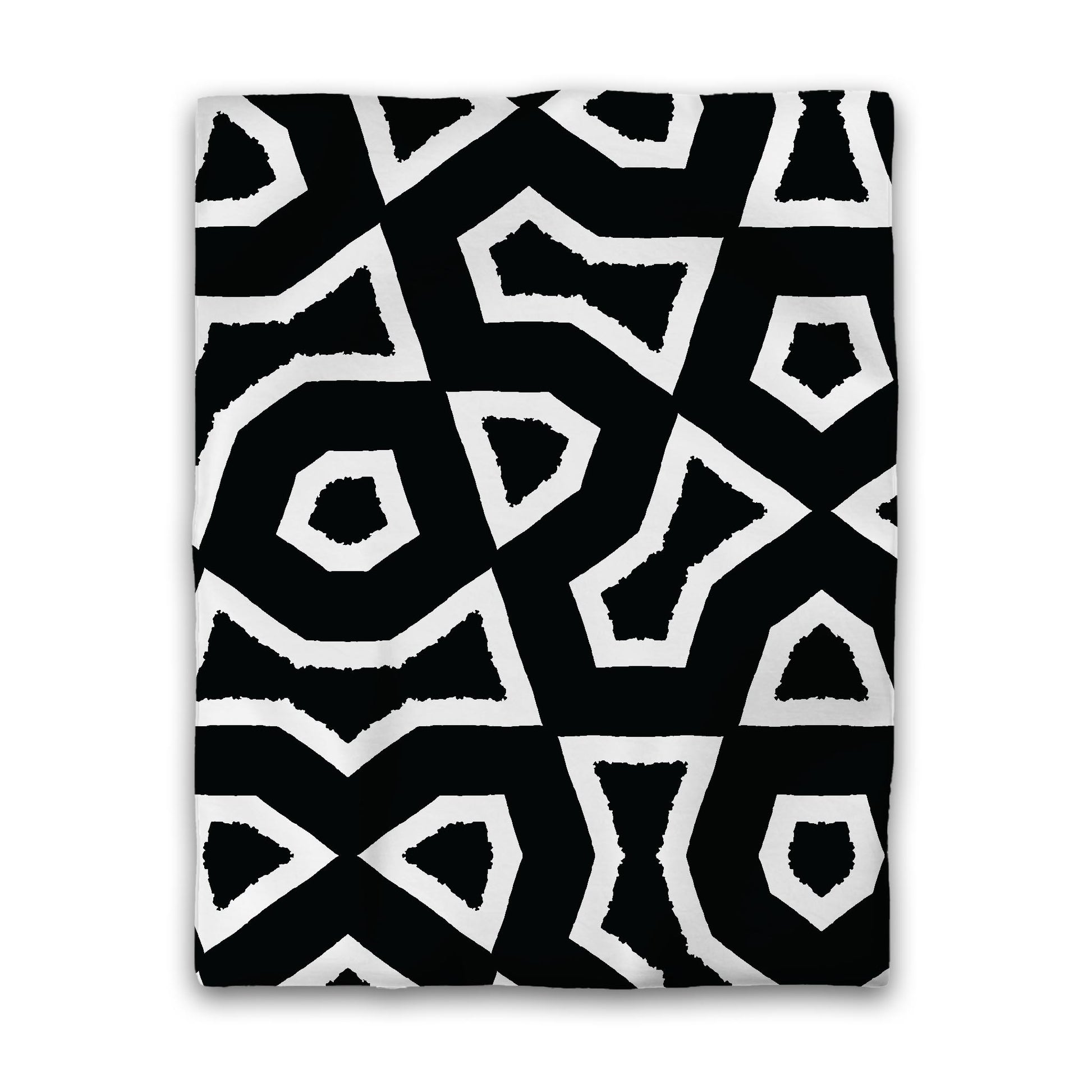 Black Cotton Sateen Duvet Cover, Bold Off-White Graphic, CSDU-1010-392, Twin - 178 x 229 cm / 70 x 90 inches