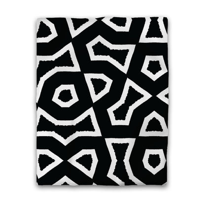 Black Cotton Sateen Duvet Cover, Bold Off-White Graphic, CSDU-1010-392, Twin - 178 x 229 cm / 70 x 90 inches