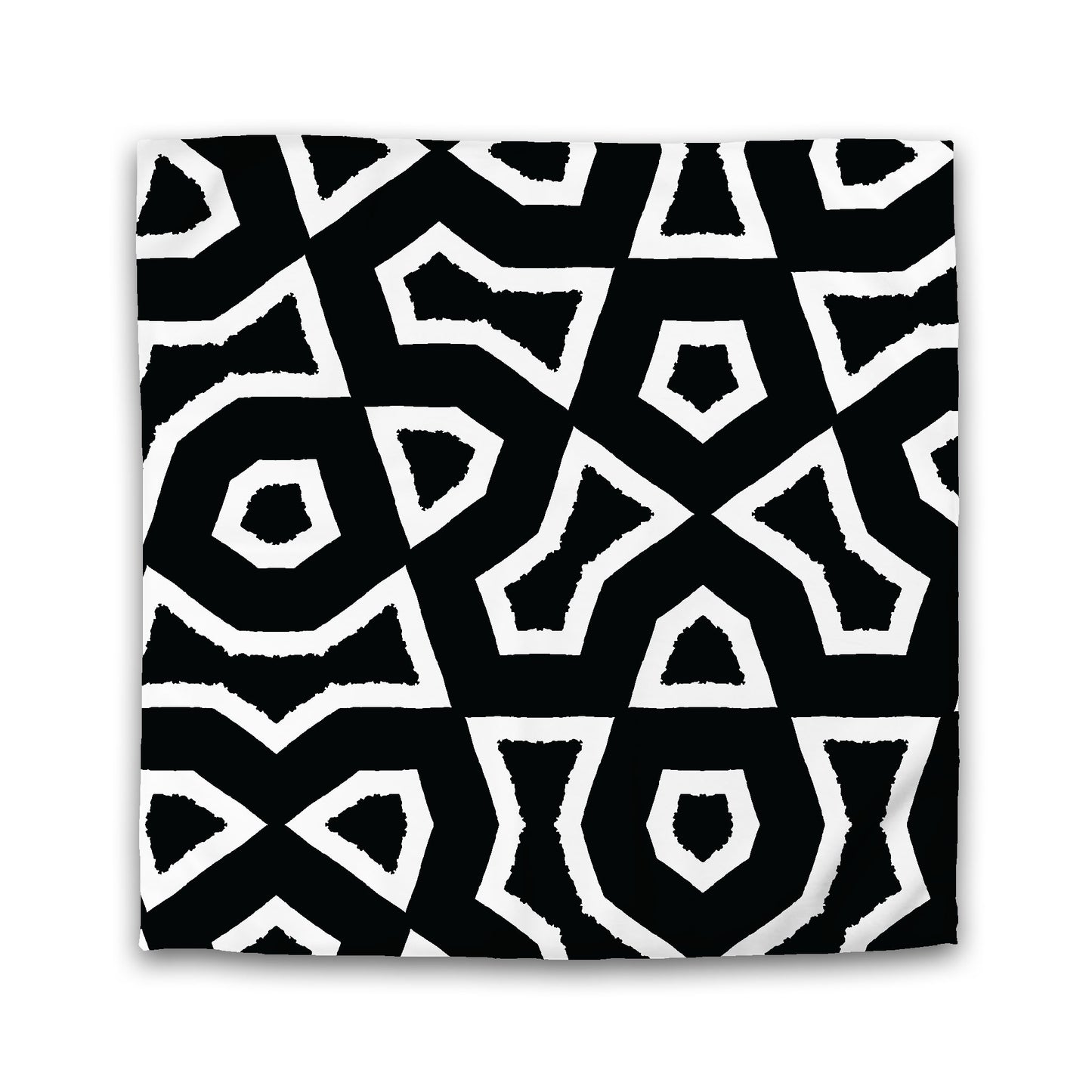 Black Cotton Sateen Duvet Cover, Bold Off-White Graphic | CSDU-1010-392
