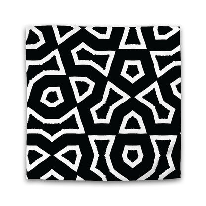 Black Cotton Sateen Duvet Cover, Bold Off-White Graphic | CSDU-1010-392